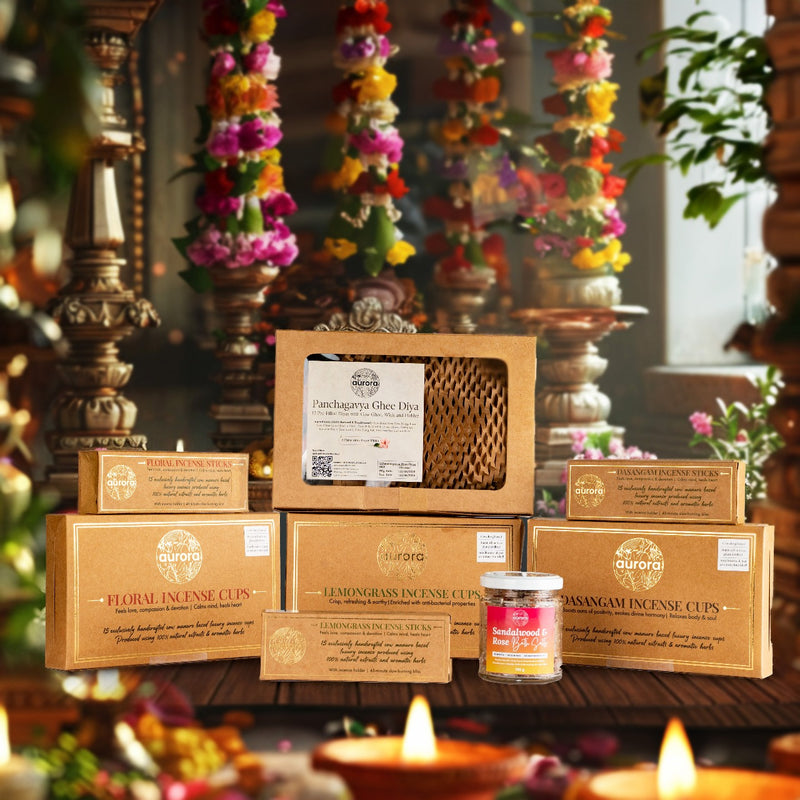 Triple Aroma Incense + Panchagavya Ghee Diya + Bath Salts